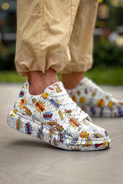 Byshoes Kb-X500 Kuback White Boom Lace-Up Casual Men's Shoes