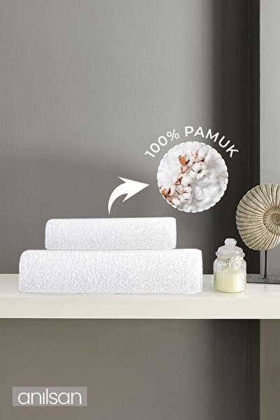 Anılsan 2-Piece Towel Set 100% Cotton - 1 Hand Towel 50X90 and 1 Bath Towel 70X140