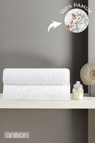 Anılsan 2-Piece Large Bath Towels - 90X150 Cm, 650 Gr, 100% Cotton, Spa and Hotel Towels, Suitable for Daily Use