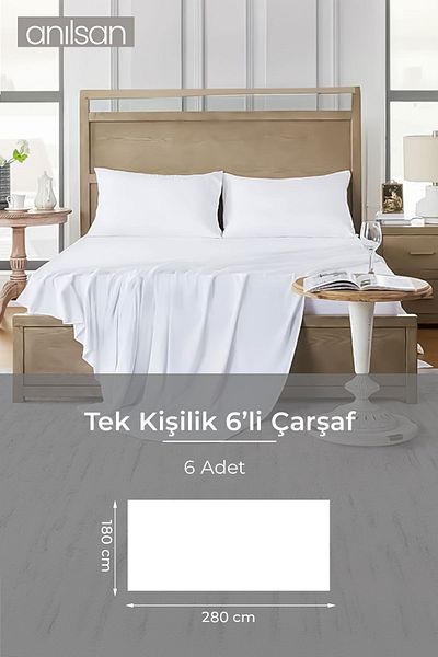 Anılsan 6 Πακέτο Λευκά Βαμβακερά Σεντόνια - Επιλογές Μονόκλινου και Διπλού, 63 Σύρμα