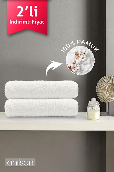 Anılsan 2 Pack Striped Hand Towel 50X90 Cm, 180Gr, 100% Cotton Spa & Hotel Towel Daily Use Suitable
