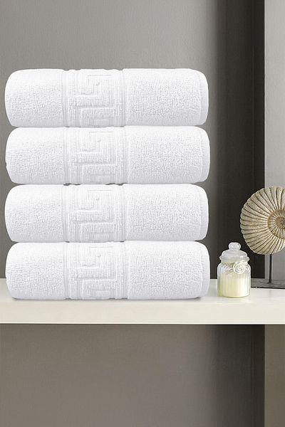 Anılsan Set of 4 Greek Hand Towels - 50X90 Cm, 225 Gr, 100% Cotton, Spa and Hotel Towels, for Daily Use