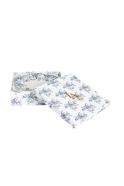 Lucky Art Clarice New Bone China Porcelain Blue Small Flower Patterned Set of 6 Plates 27 cm