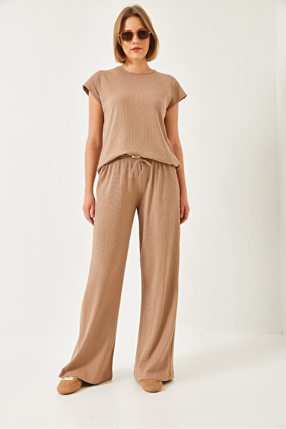 Bianco Lucci Γυναικείο Σετ με λαιμόκοψη με ραβδώσεις στο κάτω μέρος 60901033