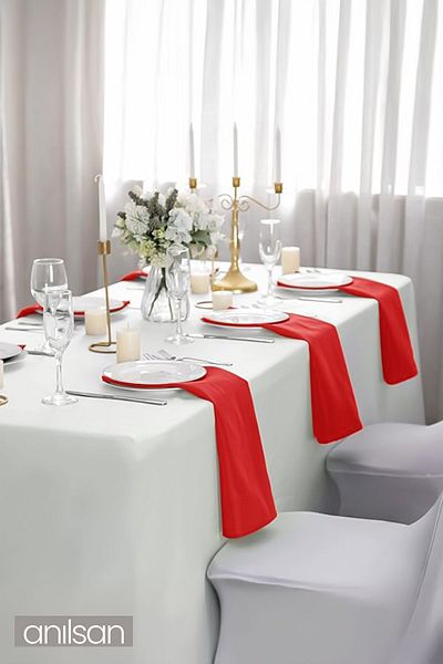 Anılsan Set of 4 100% Cotton Fabric Napkins Red 50X50 cm Kitchen Cloth Tableware Presentation Serving Napkin