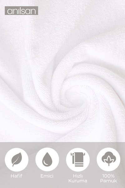 Anılsan Set de 3 prosoape albe - 1 prosop de mână 50x90 1 prosop de baie 70x140 1 prosop pentru picioare 50x70