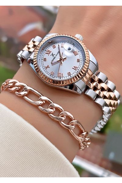 Daniel Klein Brand Rose Silver Color Women's Wristwatch - Bracelet