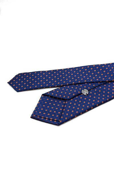 Kravatkolik Navy Blue Small Pattern Slim Tie Sk7958