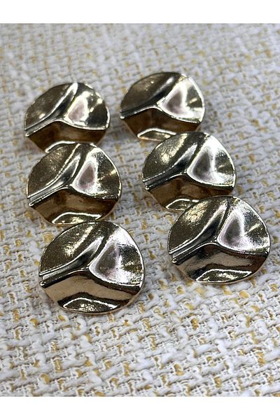 ODDA TASARIM ATÖLYESİ Special Design 6 Pcs Embossing Detail Big Button Set on Gold(2.8cm)