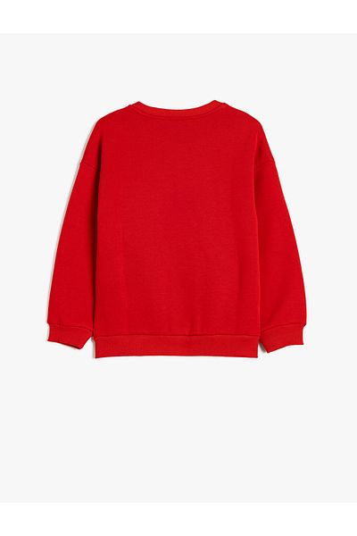 Koton Ataturk Printed Long Sleeve Raised Sweatshirt - Crew Neck