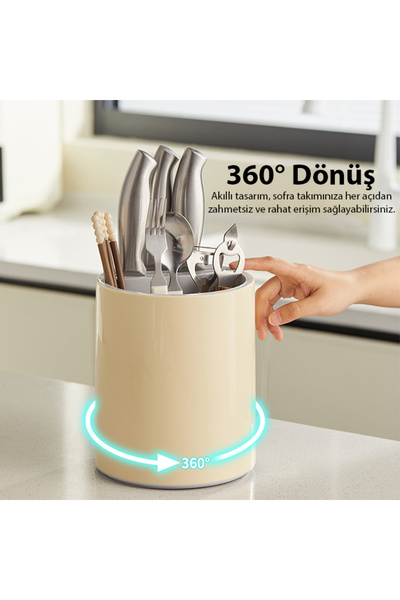 EZERE Çatal - Biçak - Kasik Saklama Ve Kurutma Kutusu Dönebilen Mutfak Düzenl...