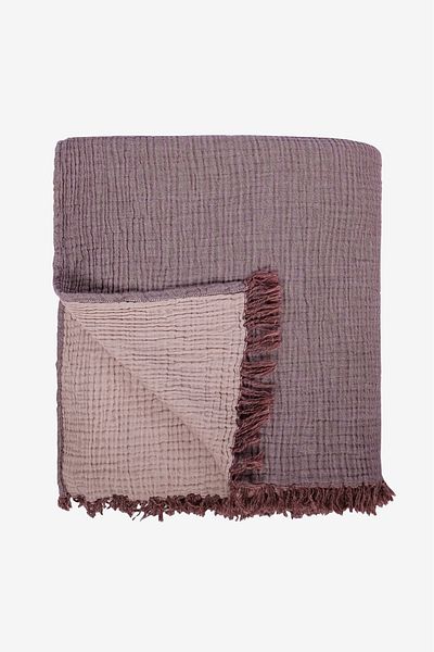 Barine Cocoon Cotton 4 Layer Muslin Sofa Shawl Wine / Mousse 130X170