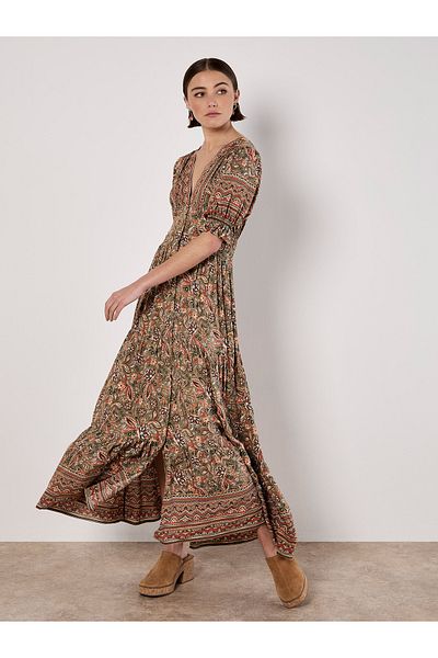 Apricot Sarasa Maxikleid Mit Blumenmuster