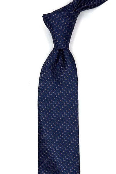 Kravatkolik Sk8009 Model Navy Blue Slim Cut Patterned Tie