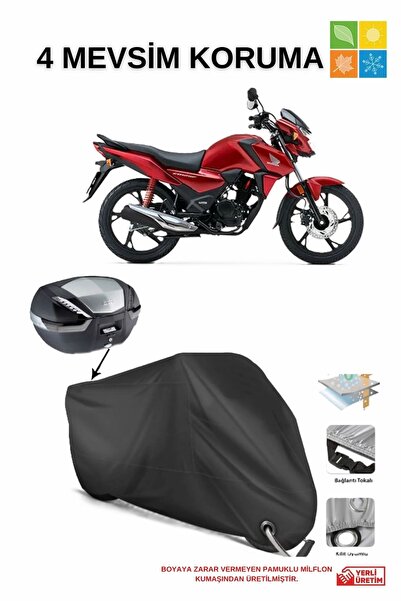 AutoEN Siyah Honda Cb125f Çanta Ve Kilit Uyumlu Su Geçirmez Branda (MOTOSİKLET)