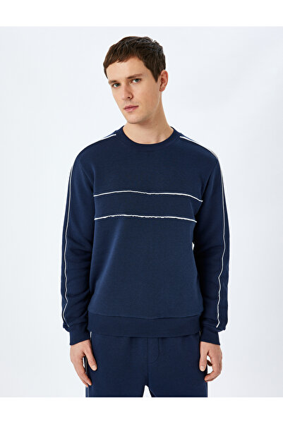 Koton Cotton Blended Long Sleeve Raised Bias Crew Neck Sweatshirt