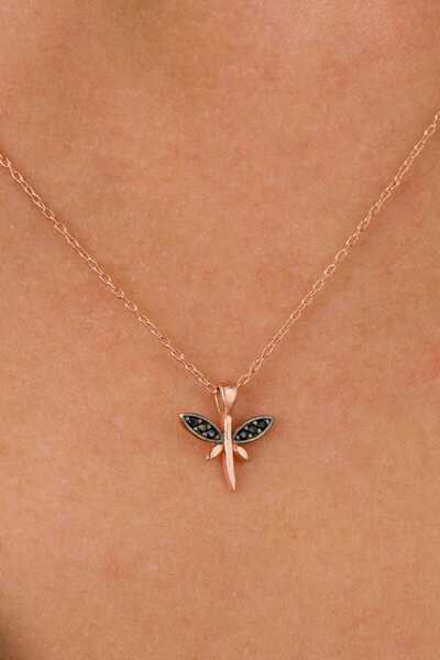 Saena Silver Oniks Taşlı Rose Minimal Yusufçuk Gümüş Kolye