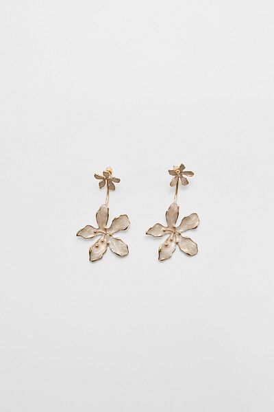 Stradivarius Front and back flower earrings