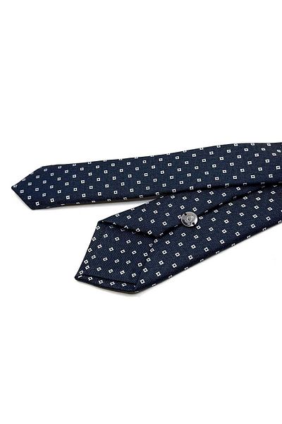 Kravatkolik Dark Navy Slim Fit Tie - Small Pattern Sk8050