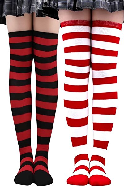Trenderrs Women's Thick Stripe 2-Piece Knee High Socks