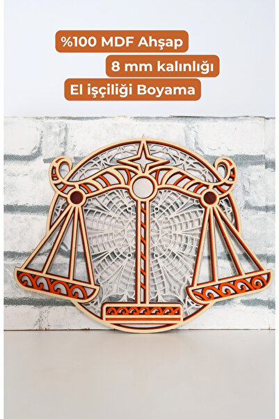Terazi Burcu Ahşap Duvar Dekoru - Terazi Astrolojik Burcu Duvar ve Raf Süsü