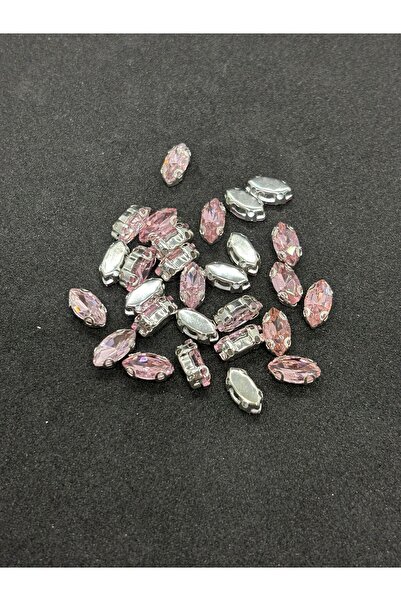 BEİLYS COSMETİCS & ACCESSORY 5x10 (1 سم) مكوك زجاجي مزخرف بحجر فضي وحجر وردي ...