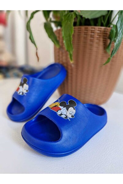 AkınalBella Boy Blue Mikimouse Printed Light Sole Beach Pool Casual Slippers