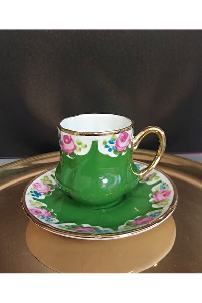 BY.RAYKA PORSELEN El Dekor Saray Porcelain Hand Painting Set of 2 Coffee Cups