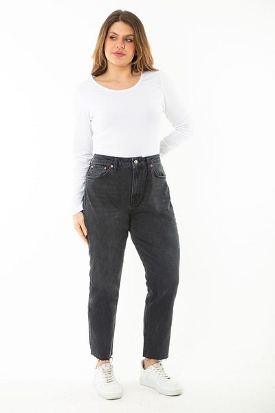 Şans Women's Plus Size Anthracite 5 Pockets High Waist Jeans 65N38721