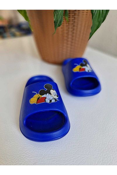 AkınalBella papuci casual pentru baieti cu talpa deschisa cu imprimeu micimouse albastru pentru piscina de plaja