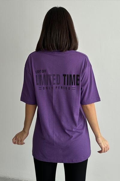 Stendhal Tricou oversize pentru damă, mov, cu imprimeu pe timp limitat