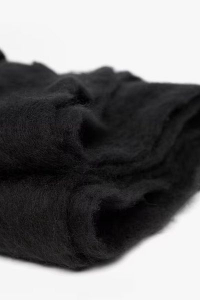 hijabchi Şal puf de culoare uni - Şal de iarnă pentru gât şi umăr - negru