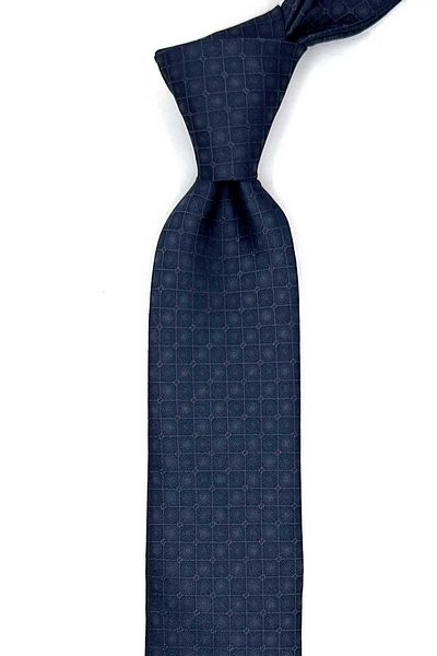 Kravatkolik Navy Blue Square Pattern Slim Tie Sk7982
