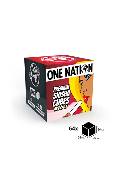 One Nation Nargile Kömürü – 64’lü Küp ( 1 Kilo )| %100 Hindistan Cevizi, Katkısız, Az Kül