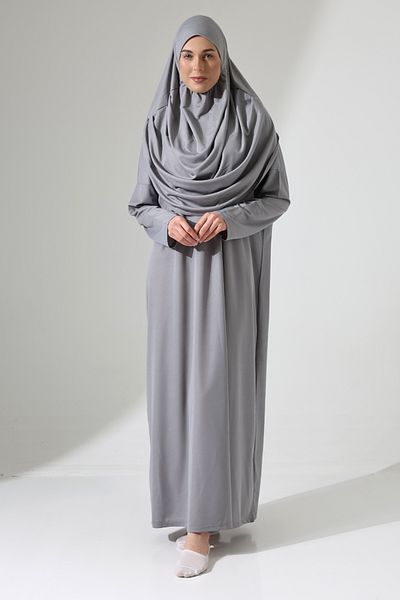 ihvanonline Women's Prayer Dress with Grey One-Piece Bag - Self-Covering