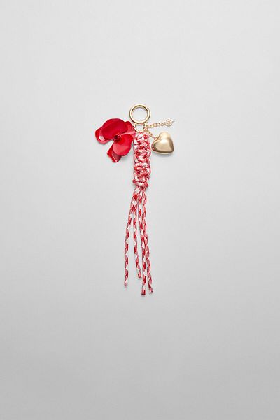 Stradivarius Flower and heart charm keyring