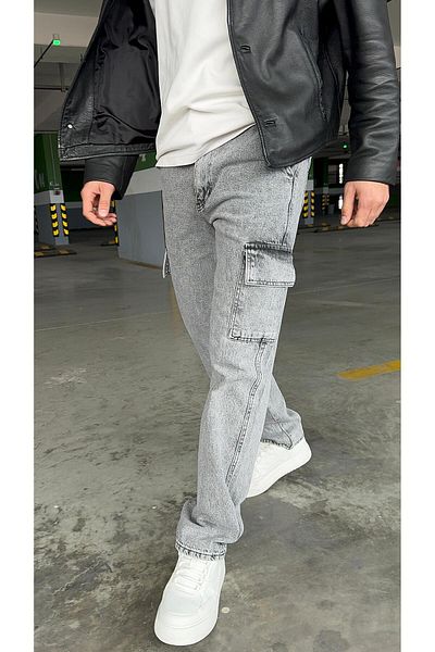 DENIM MAN Snowwashing Cargo Baggy