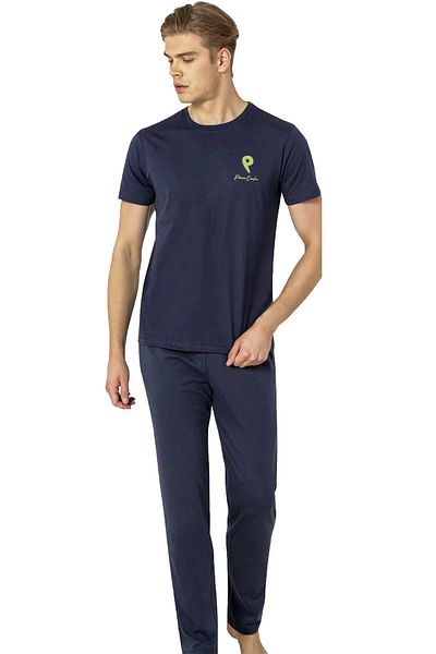 Pierre Cardin 100% βαμβάκι, λαιμόκοψη, κοντό χτενισμένο βαμβακερό σετ πιτζάμες, με τσέπες