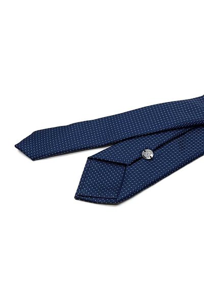 Kravatkolik Sk8007 Model Navy Blue Slim Tie - Dot Pattern