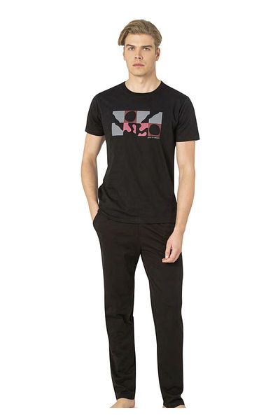 Pierre Cardin Σετ Μαύρες Βαμβακερές Άνετες Πιτζάμες - 7.Q1.K8.K.7