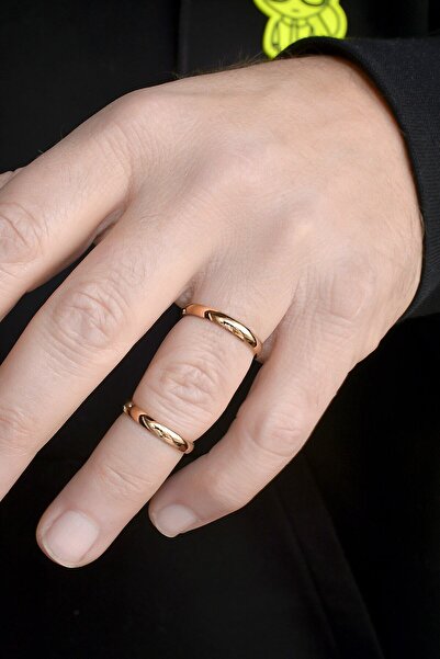 Kaya The Third Love Me 3mm Parlak Rose Renk Klasik Ince Bombeli Çelik Alyans Yüzük Lm-332r