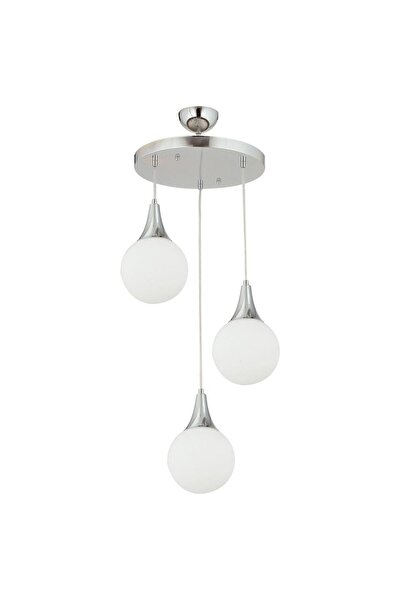 Apliqa Damla 3 Lü Yuvarlak Krom -Led Ampul Dahil Modern Koridor Mutfak Salon Sarkıt Avize