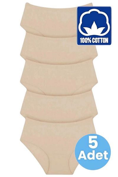 Tezzgelsin Women's High Waist 100% Cotton 5-Piece Ribbed Bato Panties Women's 5-Piece Panties