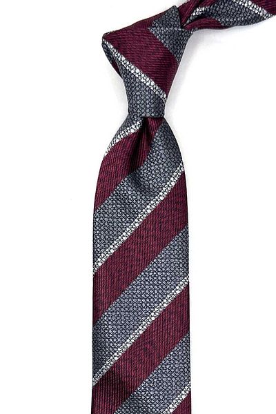 Kravatkolik Smoked Burgundy Striped Slim Tie - Sk8032
