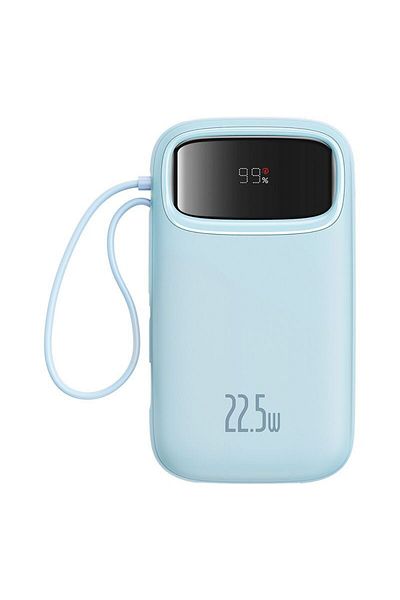 Baseus OS-Baseus Qpow2 Dual-Cable Digital Display Fast Charge Power Bank 20000mAh 22.5W Galaxy Blue