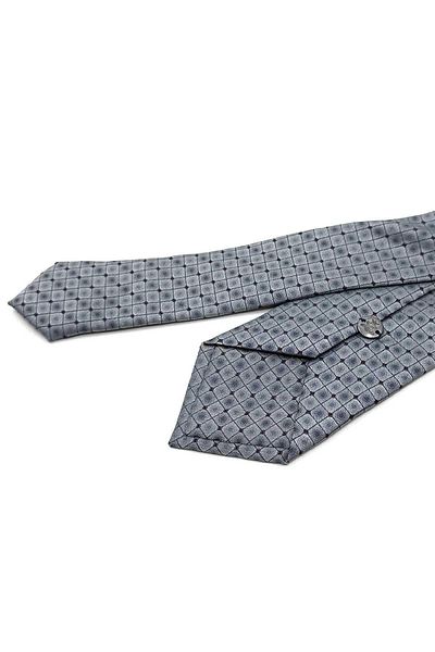 Kravatkolik Gray Square Pattern Slim Tie Sk7979
