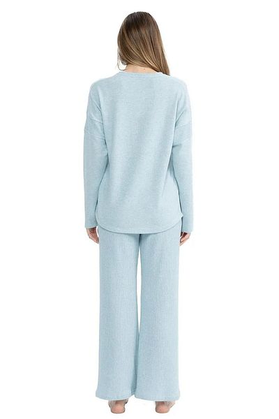 U.S. Polo Assn. BAZA. Polo Assn. 17085 Set de pijamale pentru femei - țesătură moale, mânecă lungă, gât rotund, Blueimelange