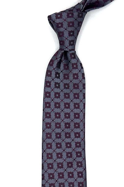 Kravatkolik Sk7953 Model Slim Smoked Square Patterned Tie