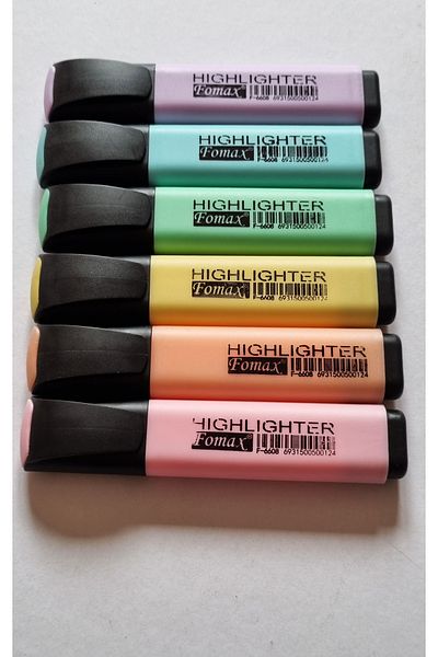 Modellino 6-Piece Highlighter Pastel Colored Pencils - Fomax Paper with Soft Cut-Out Nib That Does Not Fasten Back