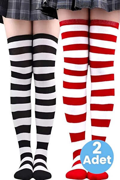 Uniquetrenders Women's Thick Stripe 2-Piece Knee High Socks